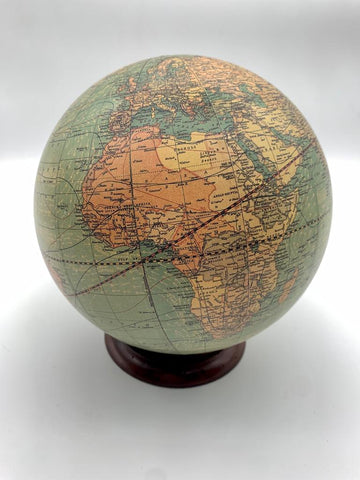 Globe on wooden base