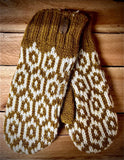 Caramel Fleece Lined Hand Knitted Mitts