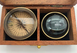 Compass and Magnifier in wooden gift box
