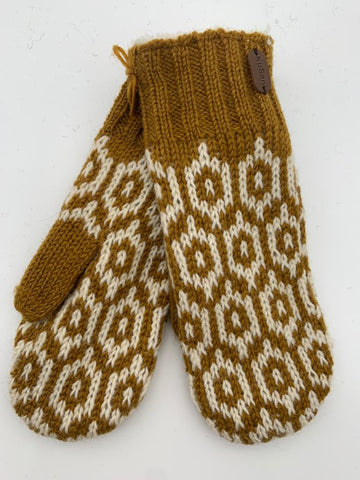 Caramel Fleece Lined Hand Knitted Mitts