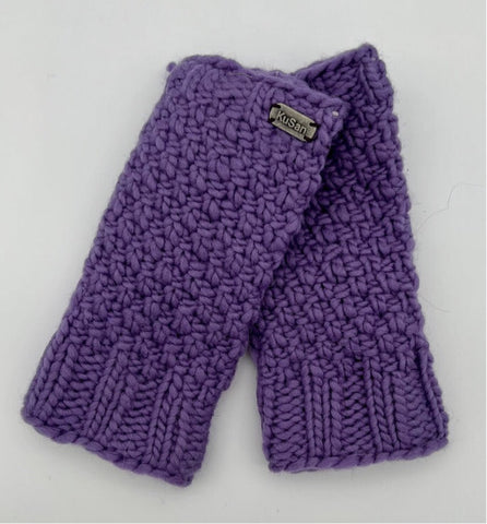 Purple waffle knitted hand warmers