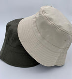 Khaki / Cream reversible bucket hat